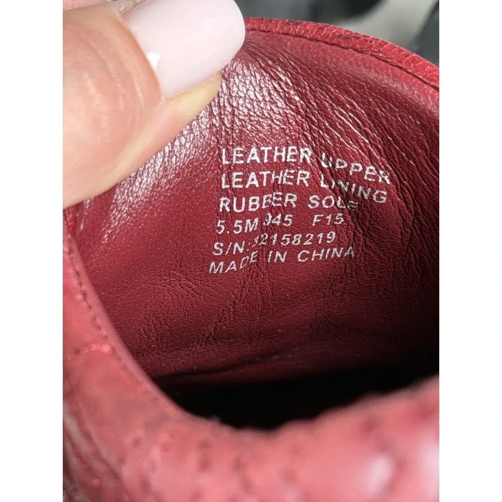 Tory Burch Marion Quilted Leather Logo Ribbon Laced Sneakers Red Burgundy 5.5M